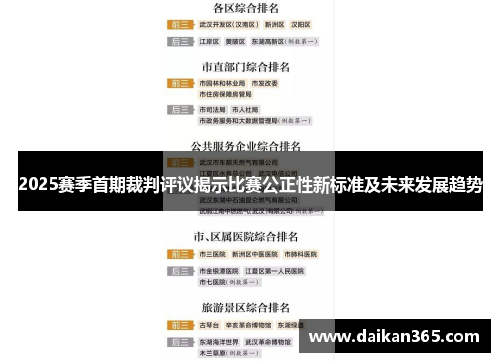 2025赛季首期裁判评议揭示比赛公正性新标准及未来发展趋势